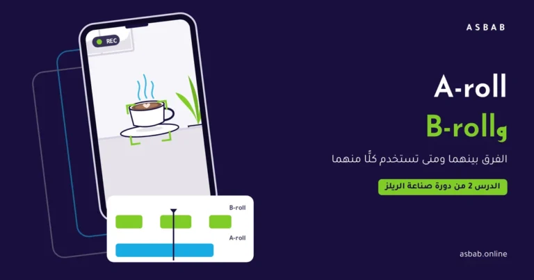 A-roll وB-roll: هاتف يصوّر فنجان قهوة مع خط مونتاج من طبقتين